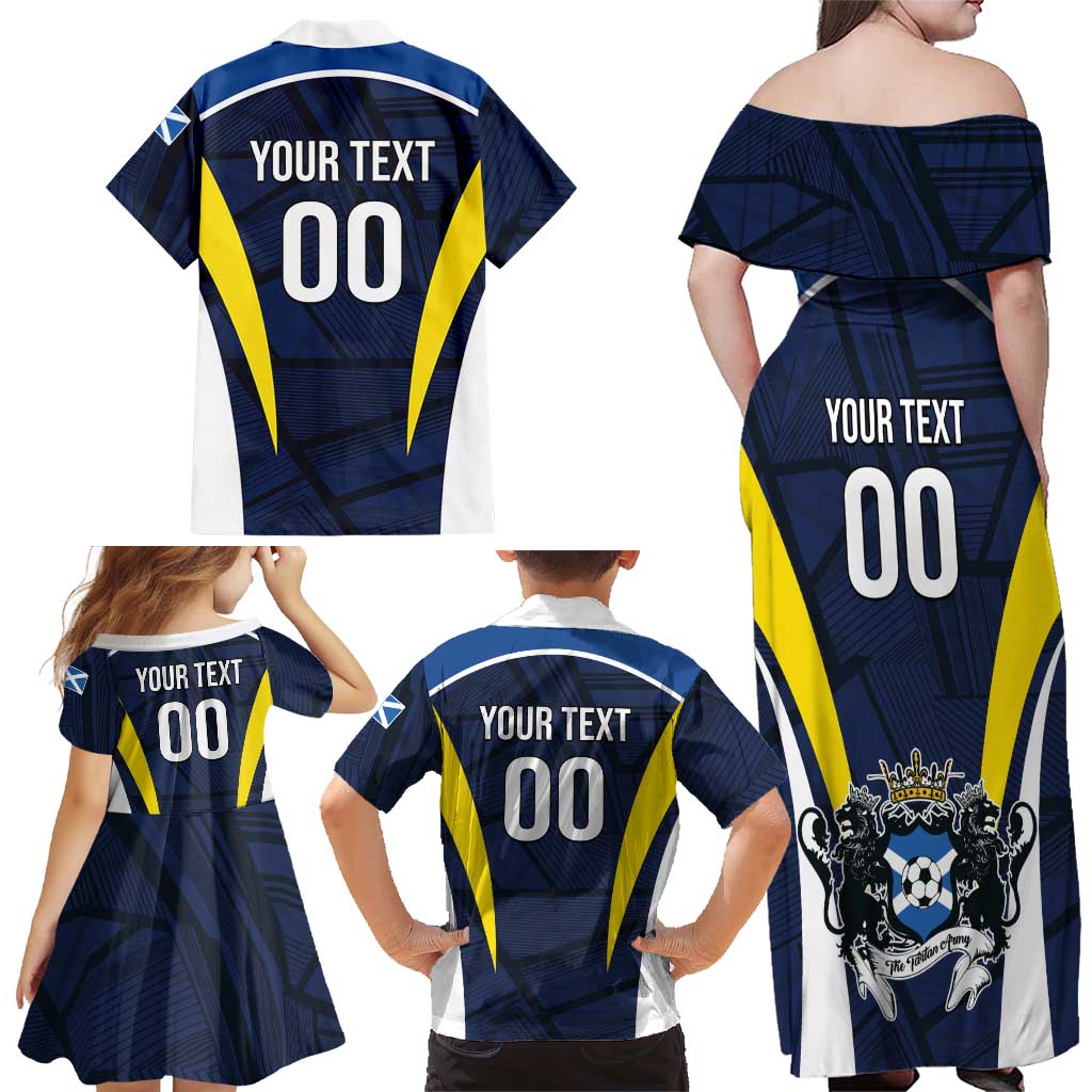 Custom Football Scotland On Tour 2026 Family Matching Off Shoulder Maxi Dress and Hawaiian Shirt Tartan Scottish Army Be Coming - Wonder Print Shop