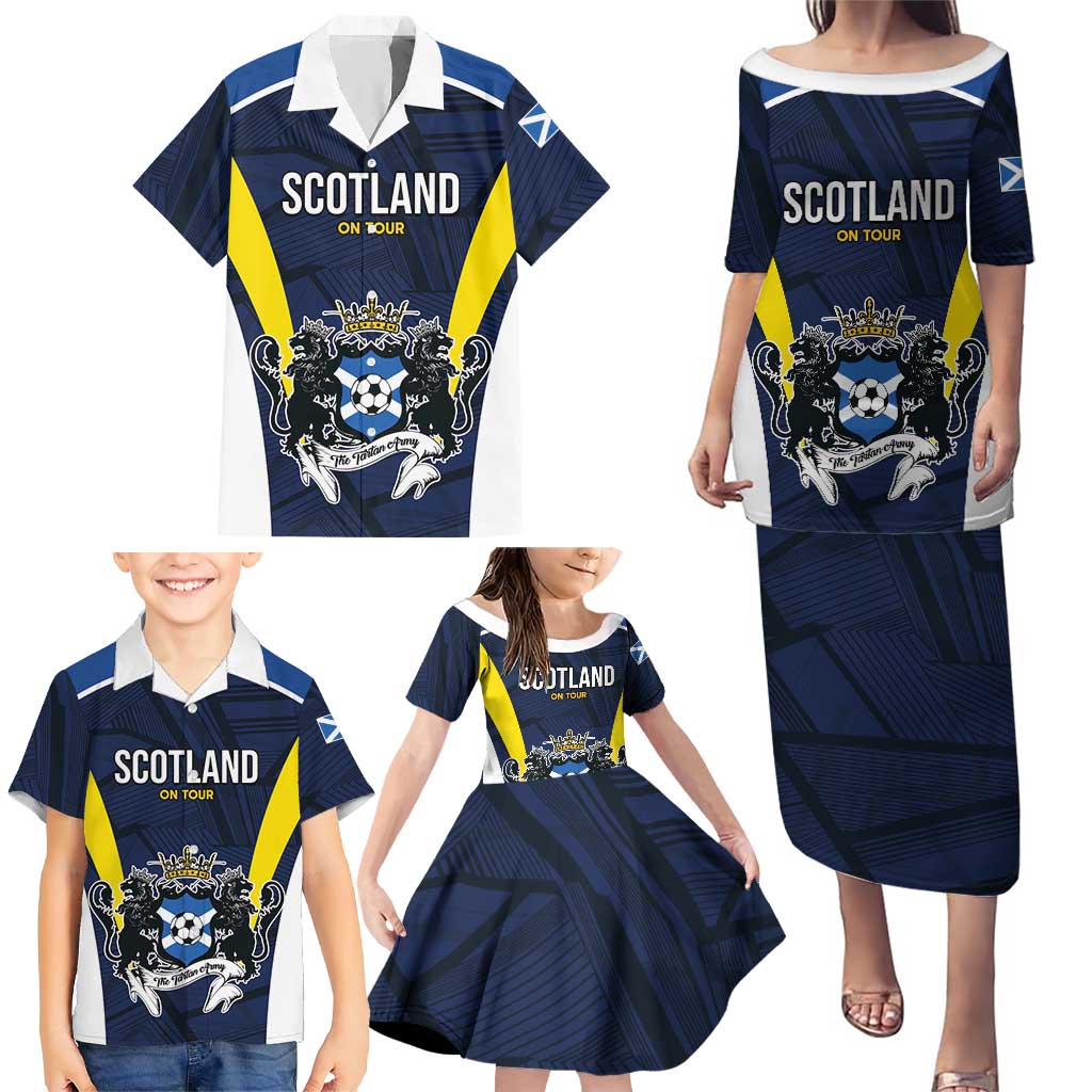 Custom Football Scotland On Tour 2026 Family Matching Puletasi and Hawaiian Shirt Tartan Scottish Army Be Coming - Wonder Print Shop