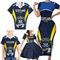 Custom Football Scotland On Tour 2026 Family Matching Short Sleeve Bodycon Dress and Hawaiian Shirt Tartan Scottish Army Be Coming - Wonder Print Shop
