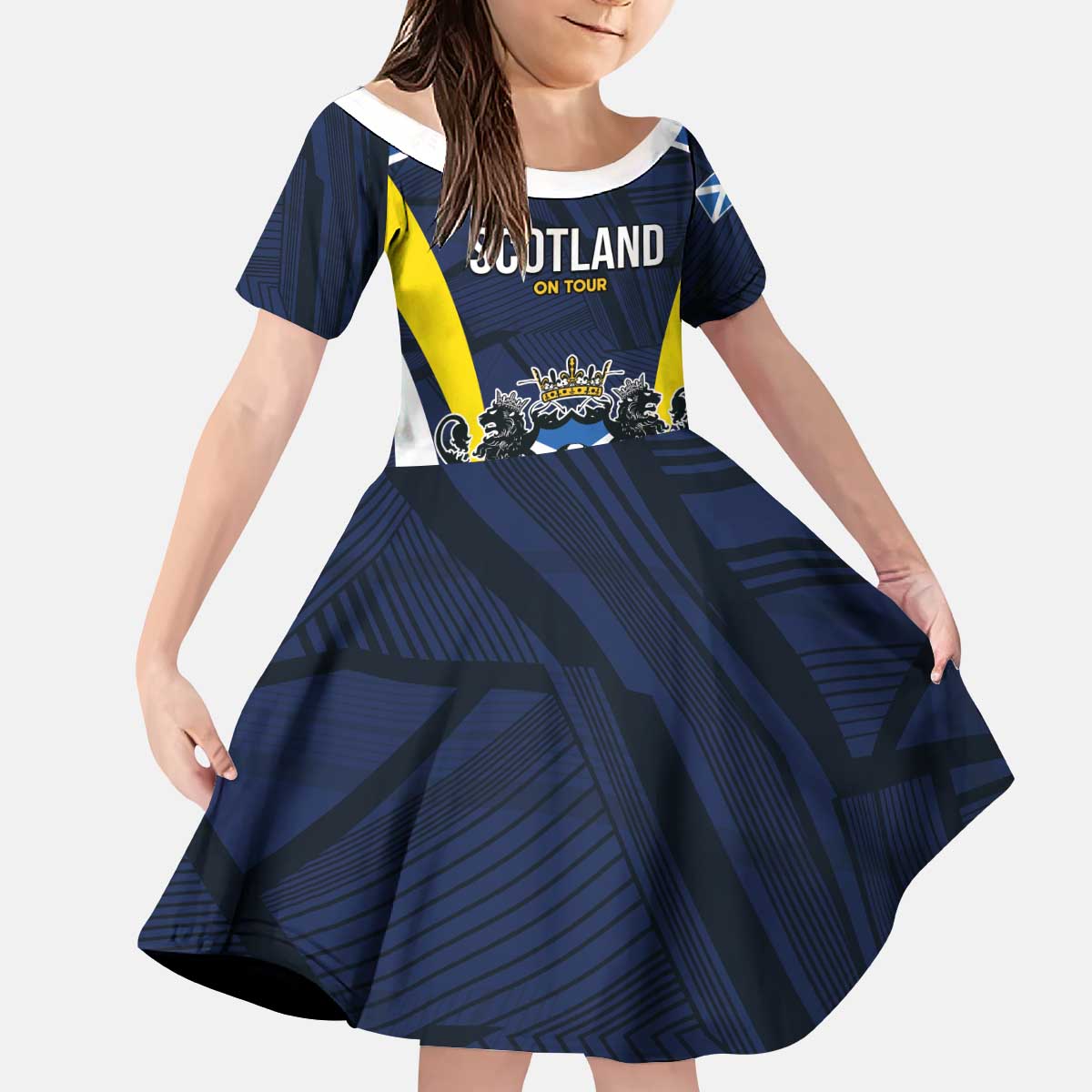 Custom Football Scotland On Tour 2026 Kid Short Sleeve Dress Tartan Scottish Army Be Coming - Wonder Print Shop