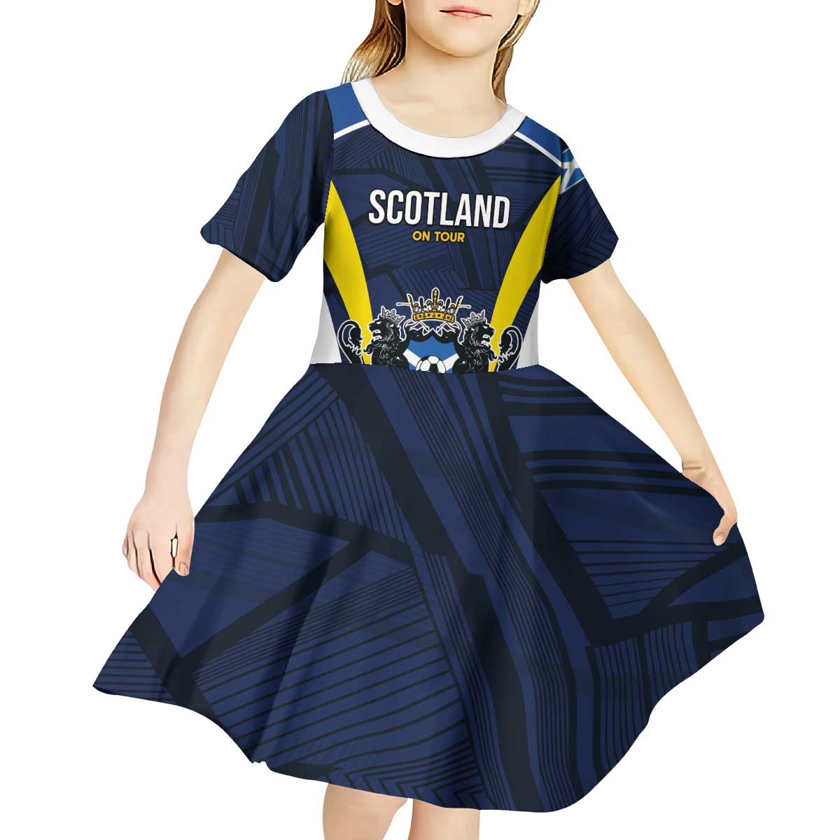 Custom Football Scotland On Tour 2026 Kid Short Sleeve Dress Tartan Scottish Army Be Coming - Wonder Print Shop