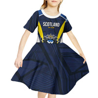 Custom Football Scotland On Tour 2026 Kid Short Sleeve Dress Tartan Scottish Army Be Coming - Wonder Print Shop