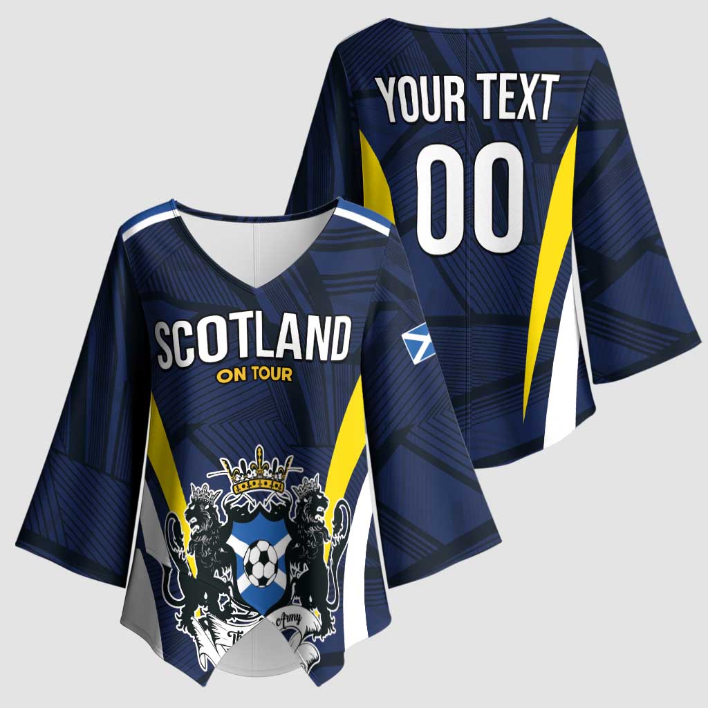 Custom Football Scotland On Tour 2026 Kimono Sleeve Blouse Tartan Scottish Army Be Coming - Wonder Print Shop