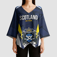 Custom Football Scotland On Tour 2026 Kimono Sleeve Blouse Tartan Scottish Army Be Coming - Wonder Print Shop