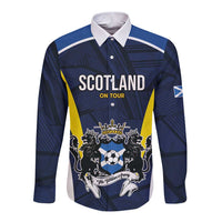 Custom Football Scotland On Tour 2026 Long Sleeve Button Shirt Tartan Scottish Army Be Coming - Wonder Print Shop