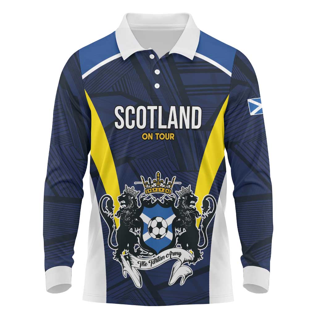 Custom Football Scotland On Tour 2026 Long Sleeve Polo Shirt Tartan Scottish Army Be Coming - Wonder Print Shop