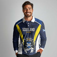 Custom Football Scotland On Tour 2026 Long Sleeve Polo Shirt Tartan Scottish Army Be Coming - Wonder Print Shop
