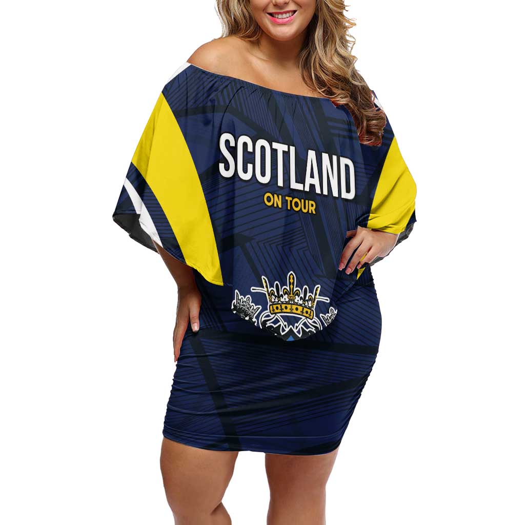 Custom Football Scotland On Tour 2026 Off Shoulder Short Dress Tartan Scottish Army Be Coming - Wonder Print Shop