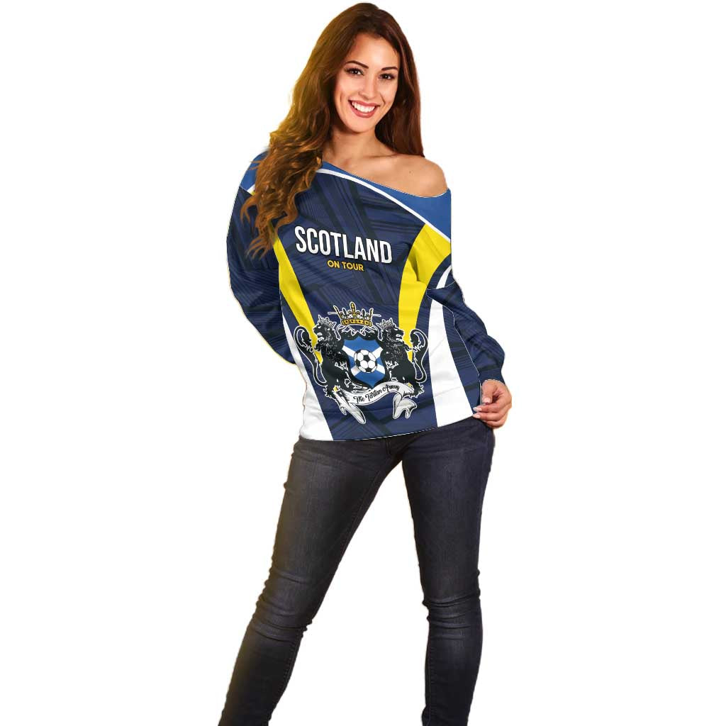 Custom Football Scotland On Tour 2026 Off Shoulder Sweater Tartan Scottish Army Be Coming - Wonder Print Shop