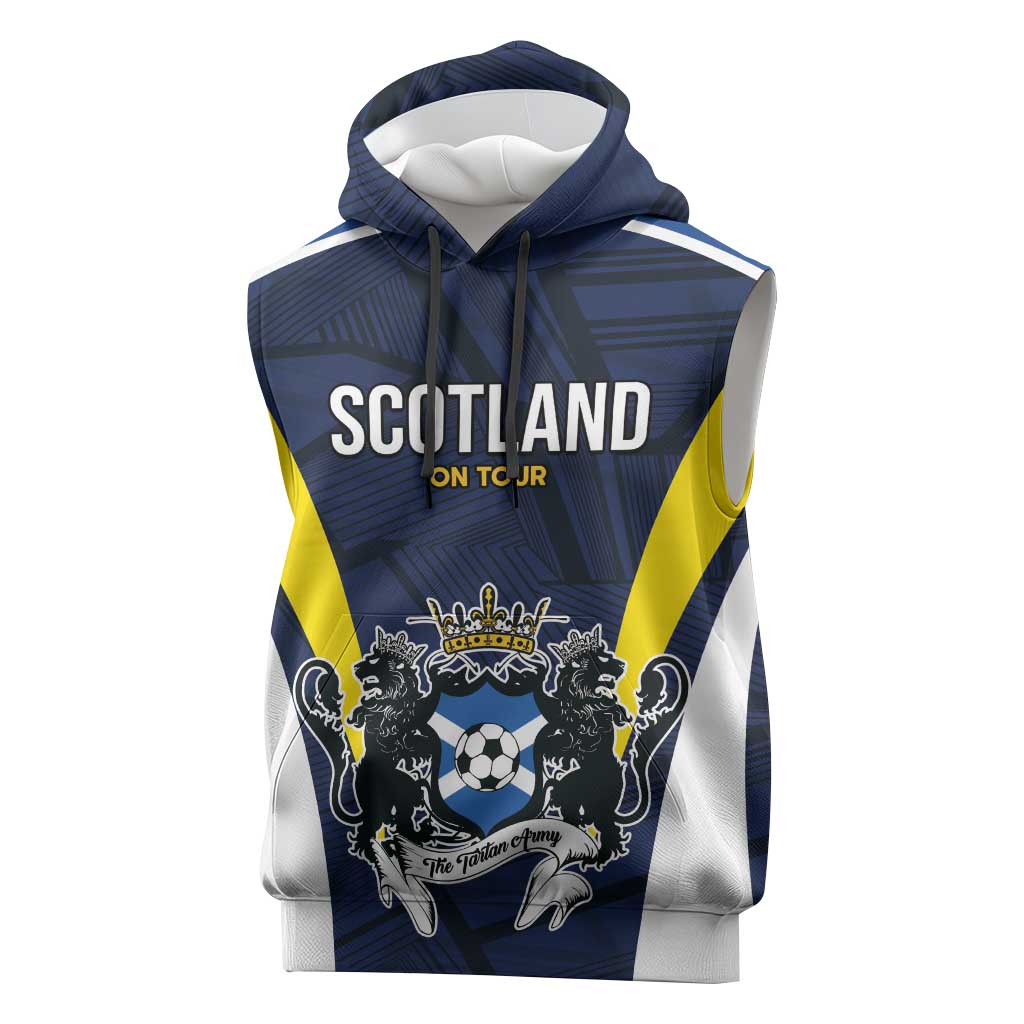 Custom Football Scotland On Tour 2026 Sleeveless Hoodie Tartan Scottish Army Be Coming - Wonder Print Shop