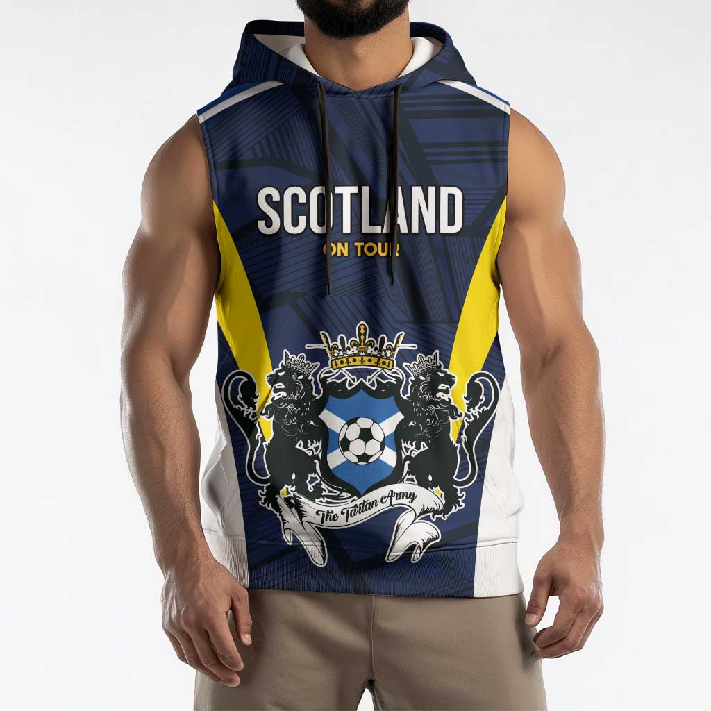 Custom Football Scotland On Tour 2026 Sleeveless Hoodie Tartan Scottish Army Be Coming - Wonder Print Shop