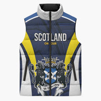 Custom Football Scotland On Tour 2026 Sleeveless Puffer Jacket Tartan Scottish Army Be Coming - Wonder Print Shop