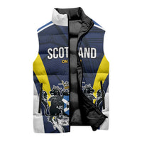 Custom Football Scotland On Tour 2026 Sleeveless Puffer Jacket Tartan Scottish Army Be Coming - Wonder Print Shop