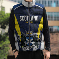 Custom Football Scotland On Tour 2026 Sleeveless Puffer Jacket Tartan Scottish Army Be Coming - Wonder Print Shop