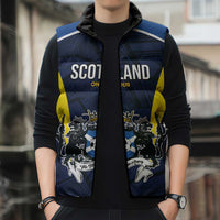 Custom Football Scotland On Tour 2026 Sleeveless Puffer Jacket Tartan Scottish Army Be Coming - Wonder Print Shop