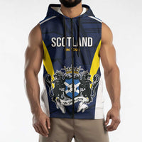 Custom Football Scotland On Tour 2026 Sleeveless Zip Hoodie Tartan Scottish Army Be Coming - Wonder Print Shop