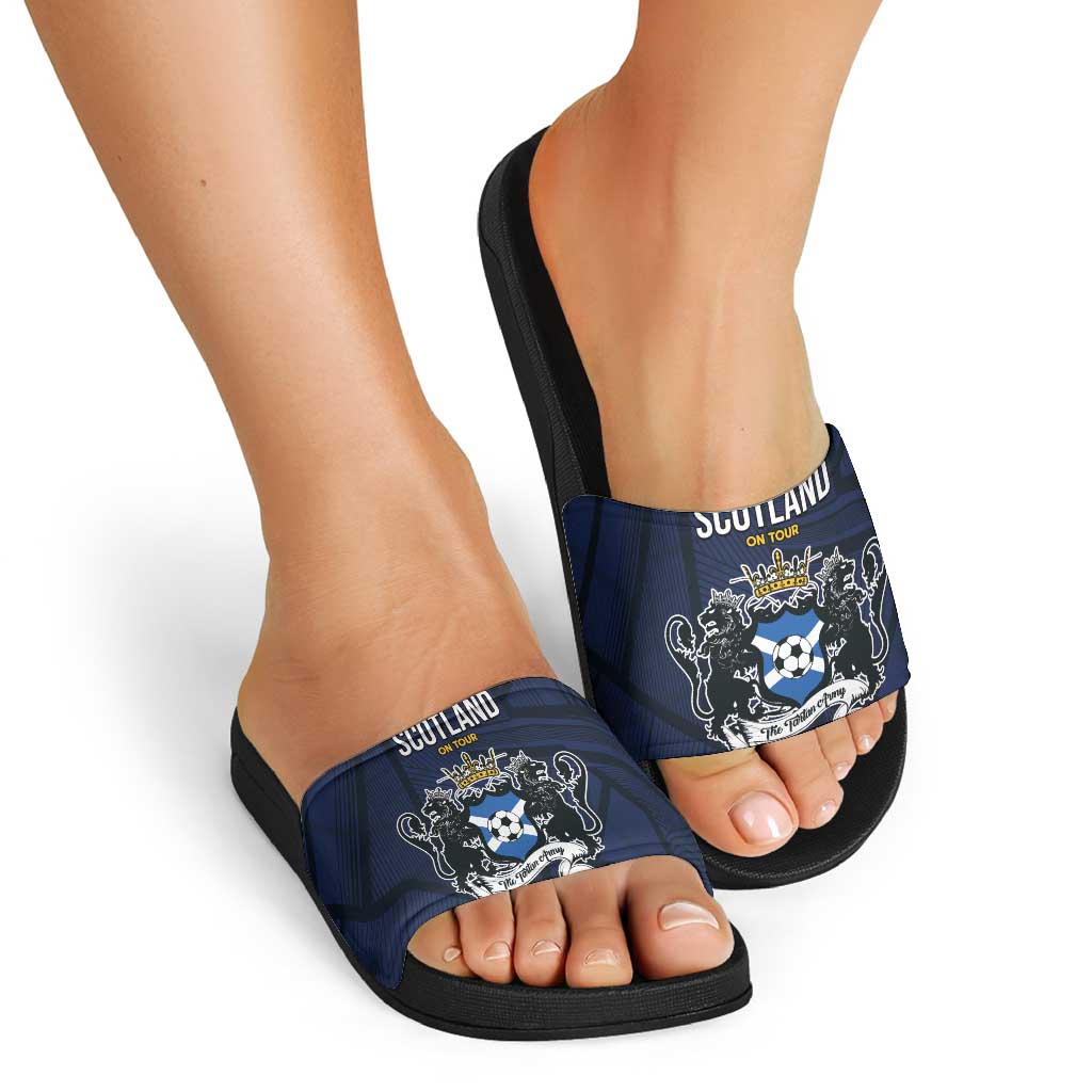Football Scotland On Tour 2026 Slide Sandals Tartan Scottish Army Be Coming - Wonder Print Shop