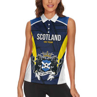 Custom Football Scotland On Tour 2026 Women Sleeveless Polo Shirt Tartan Scottish Army Be Coming - Wonder Print Shop