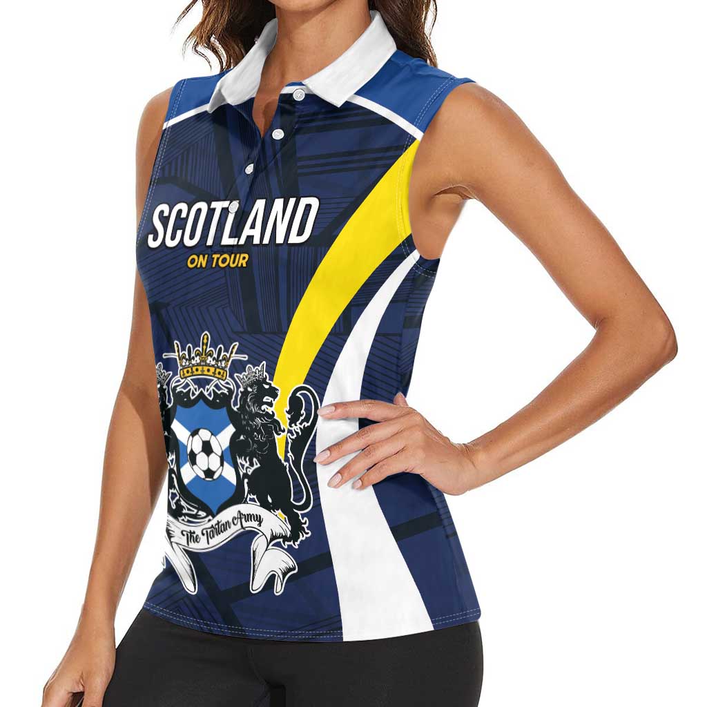Custom Football Scotland On Tour 2026 Women Sleeveless Polo Shirt Tartan Scottish Army Be Coming - Wonder Print Shop