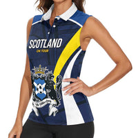 Custom Football Scotland On Tour 2026 Women Sleeveless Polo Shirt Tartan Scottish Army Be Coming - Wonder Print Shop