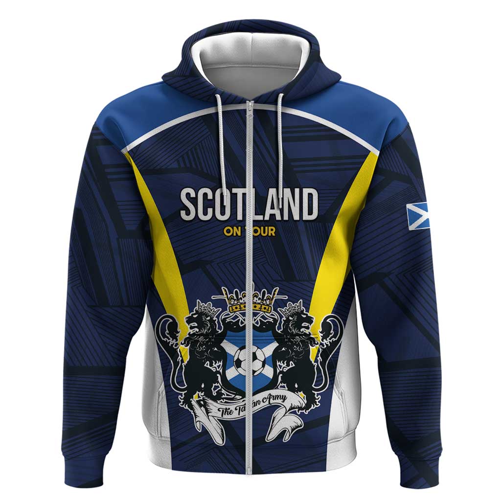 Custom Football Scotland On Tour 2026 Zip Hoodie Tartan Scottish Army Be Coming - Wonder Print Shop