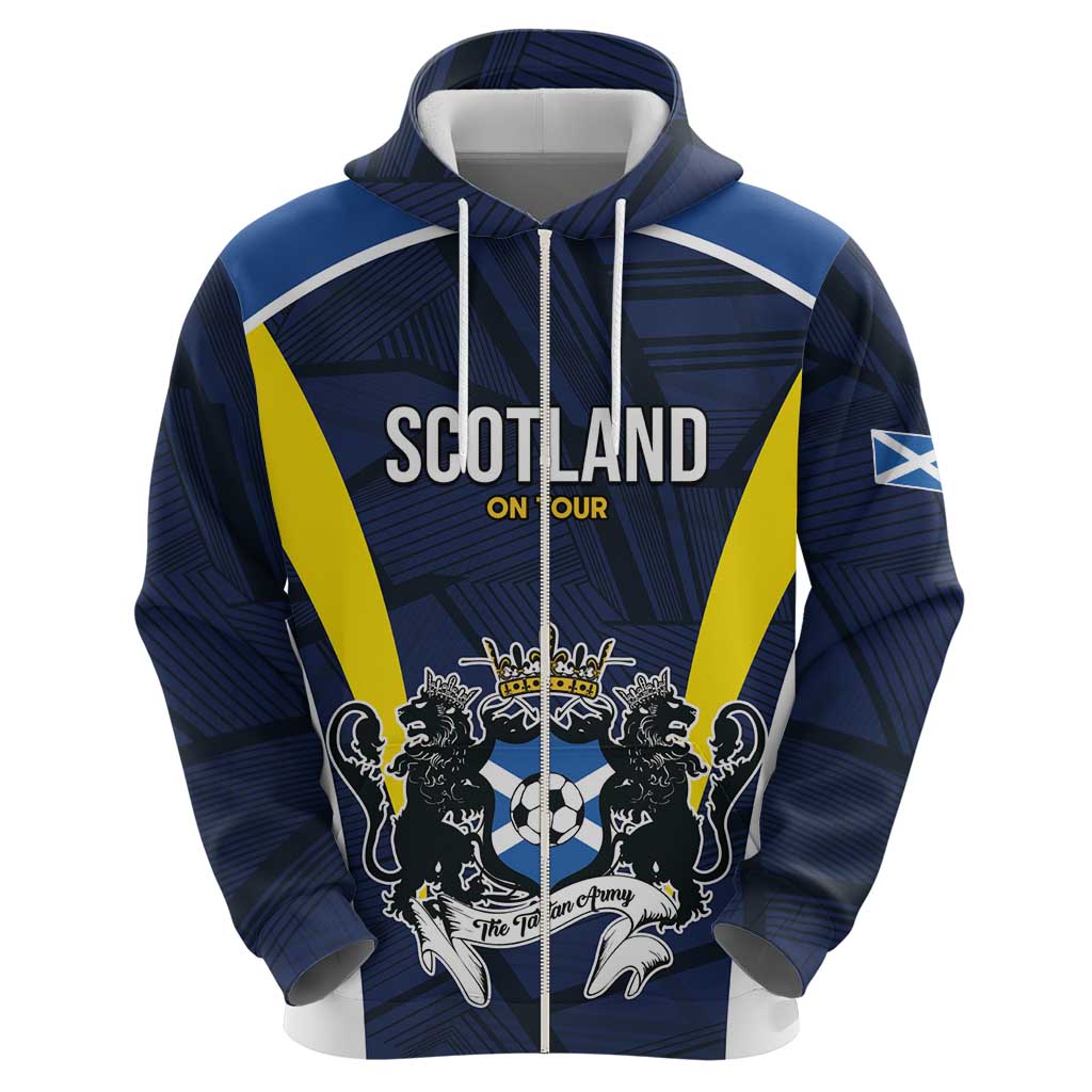 Custom Football Scotland On Tour 2026 Zip Hoodie Tartan Scottish Army Be Coming - Wonder Print Shop
