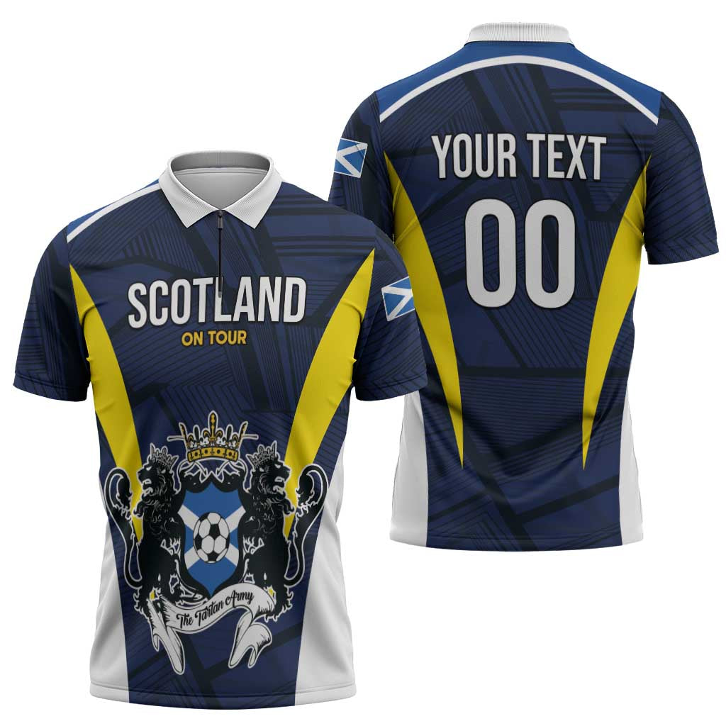 Custom Football Scotland On Tour 2026 Zipper Polo Shirt Tartan Scottish Army Be Coming - Wonder Print Shop