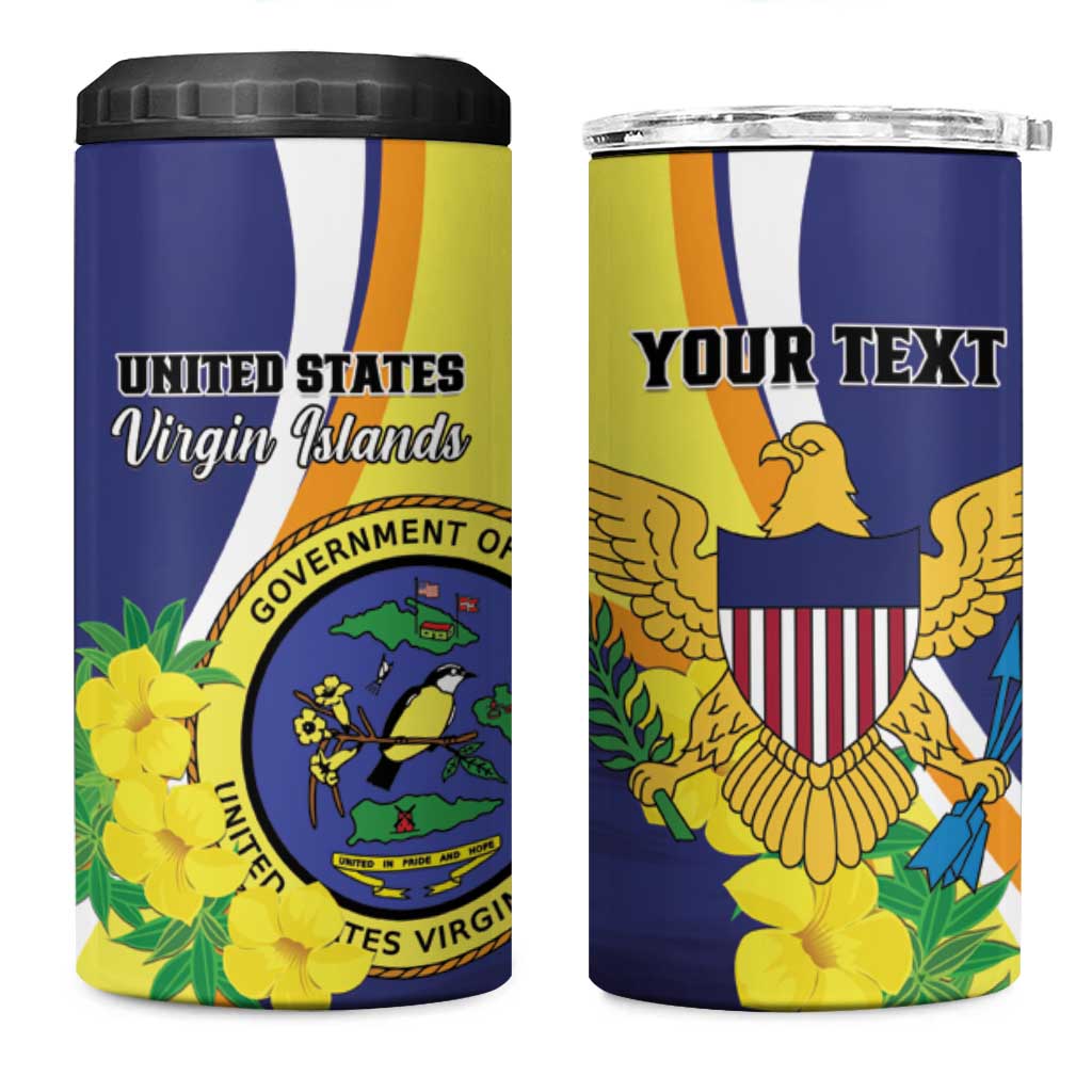 Personalized United States Virgin Islands 4 in 1 Can Cooler Tumbler United in Pride and Hope