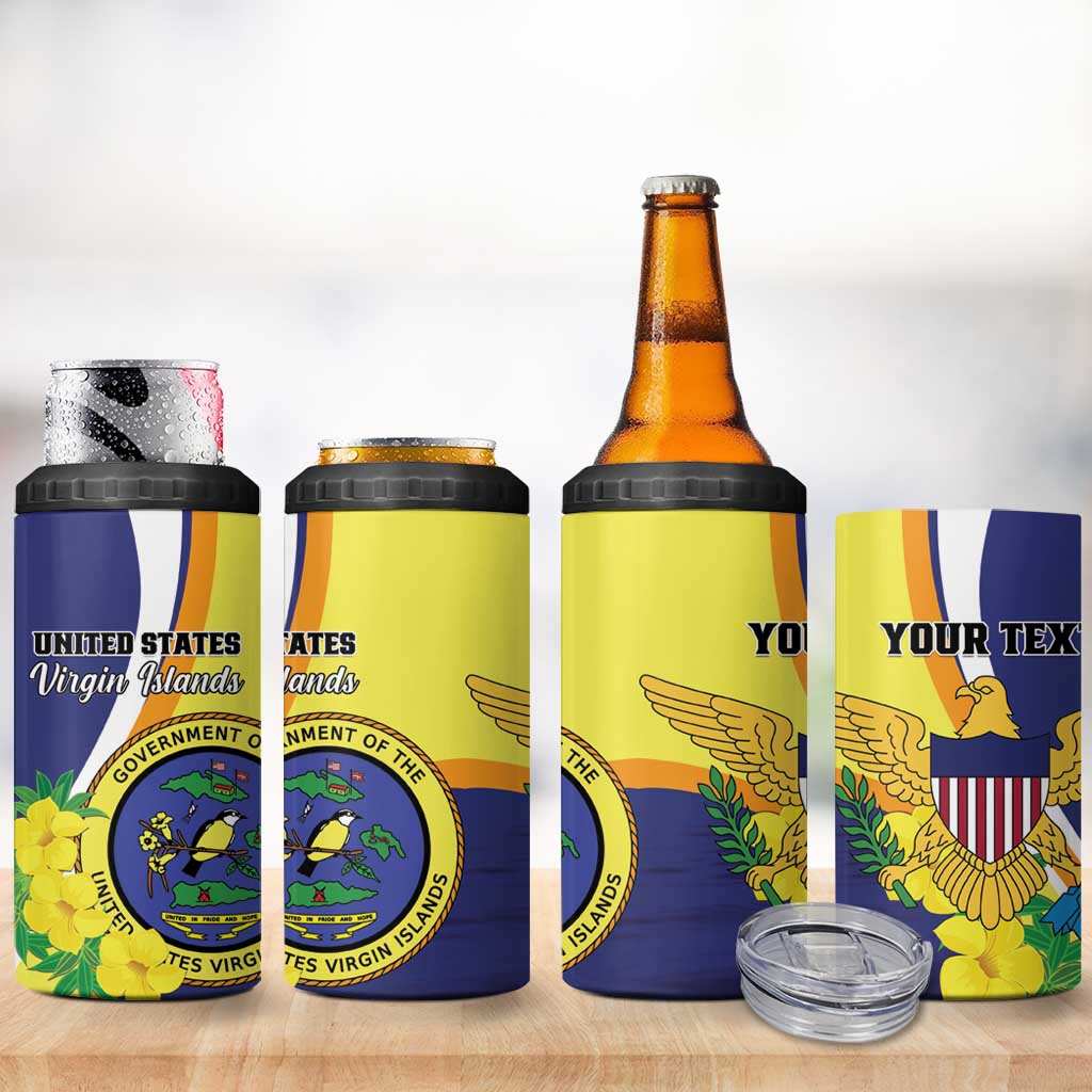 Personalized United States Virgin Islands 4 in 1 Can Cooler Tumbler United in Pride and Hope