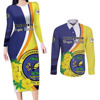 Personalized United States Virgin Islands Couples Matching Long Sleeve Bodycon Dress and Long Sleeve Button Shirt United in Pride and Hope