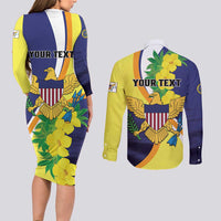 Personalized United States Virgin Islands Couples Matching Long Sleeve Bodycon Dress and Long Sleeve Button Shirt United in Pride and Hope