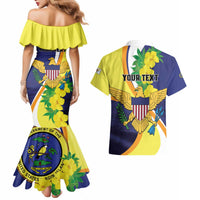 Personalized United States Virgin Islands Couples Matching Mermaid Dress and Hawaiian Shirt United in Pride and Hope