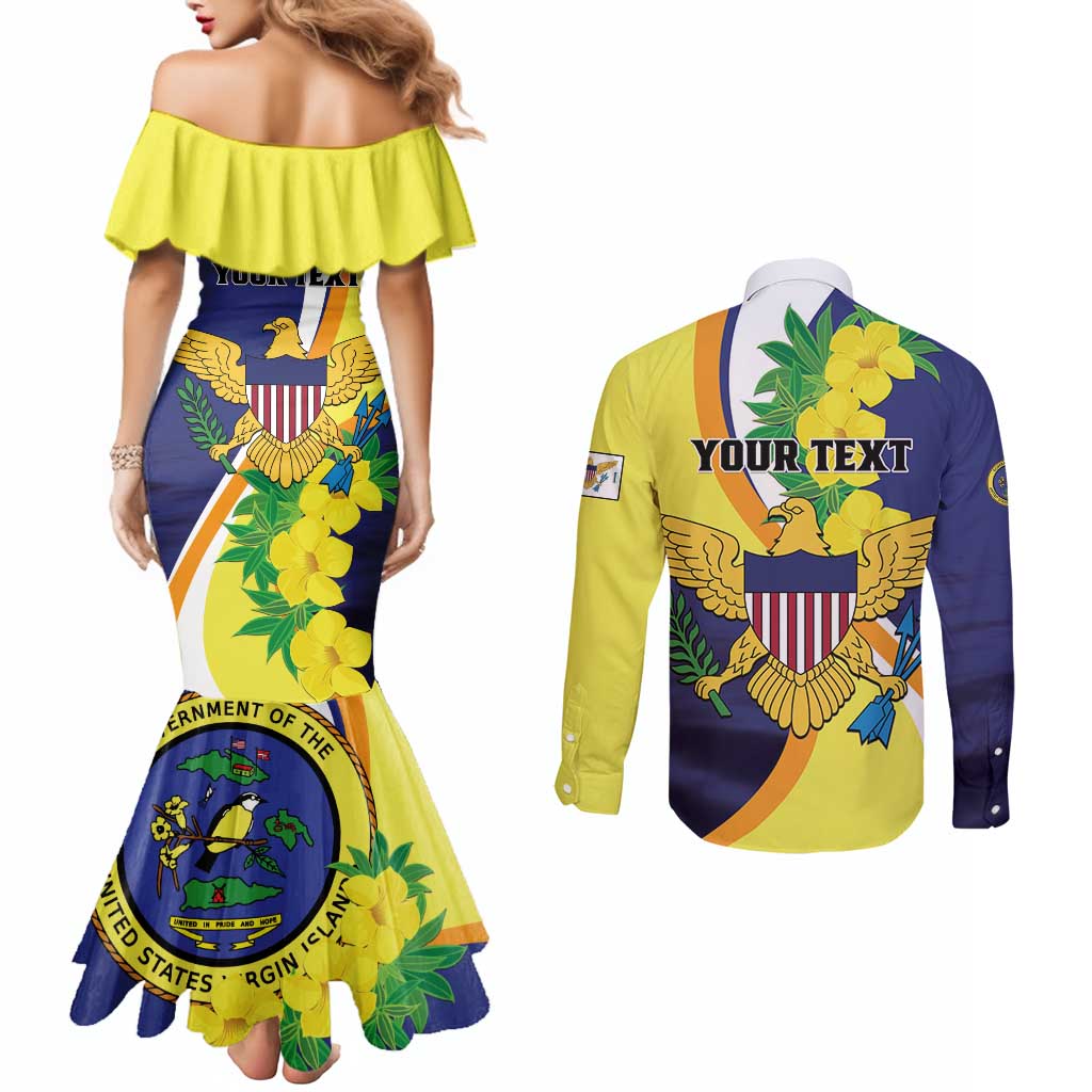 Personalized United States Virgin Islands Couples Matching Mermaid Dress and Long Sleeve Button Shirt United in Pride and Hope