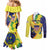 Personalized United States Virgin Islands Couples Matching Mermaid Dress and Long Sleeve Button Shirt United in Pride and Hope