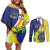 Personalized United States Virgin Islands Couples Matching Off Shoulder Short Dress and Long Sleeve Button Shirt United in Pride and Hope