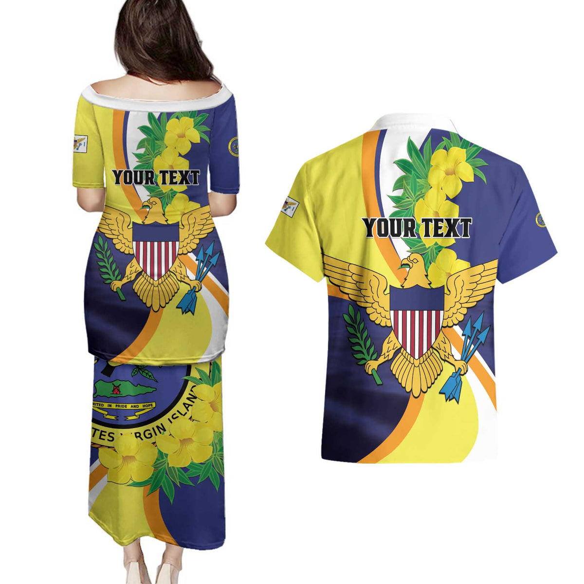 Personalized United States Virgin Islands Couples Matching Puletasi and Hawaiian Shirt United in Pride and Hope