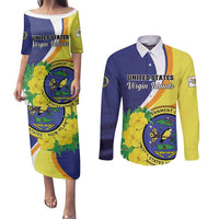 Personalized United States Virgin Islands Couples Matching Puletasi and Long Sleeve Button Shirt United in Pride and Hope