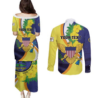 Personalized United States Virgin Islands Couples Matching Puletasi and Long Sleeve Button Shirt United in Pride and Hope