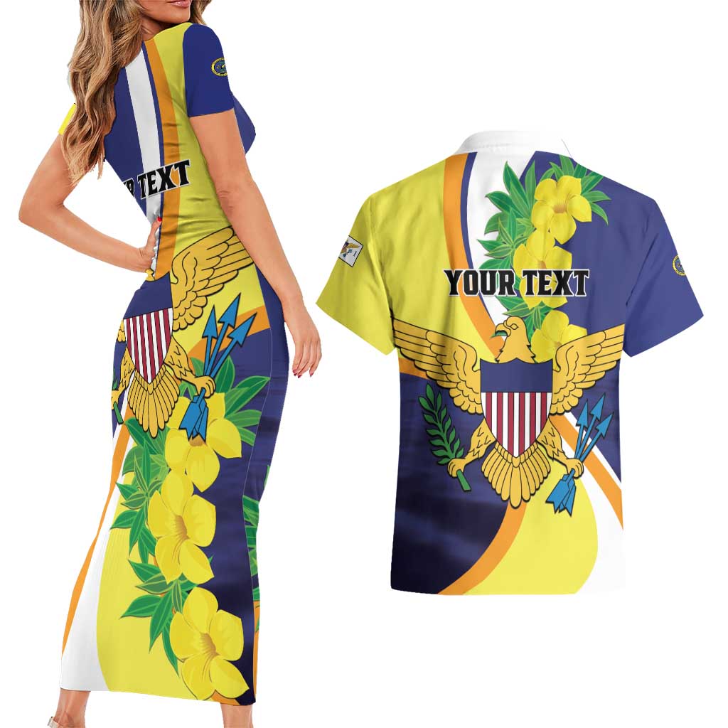 Personalized United States Virgin Islands Couples Matching Short Sleeve Bodycon Dress and Hawaiian Shirt United in Pride and Hope