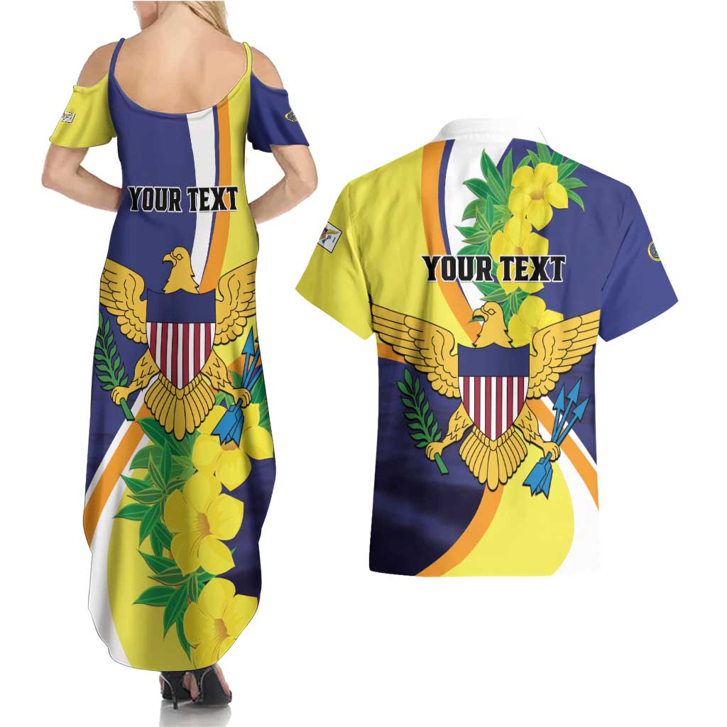 Personalized United States Virgin Islands Couples Matching Summer Maxi Dress and Hawaiian Shirt United in Pride and Hope