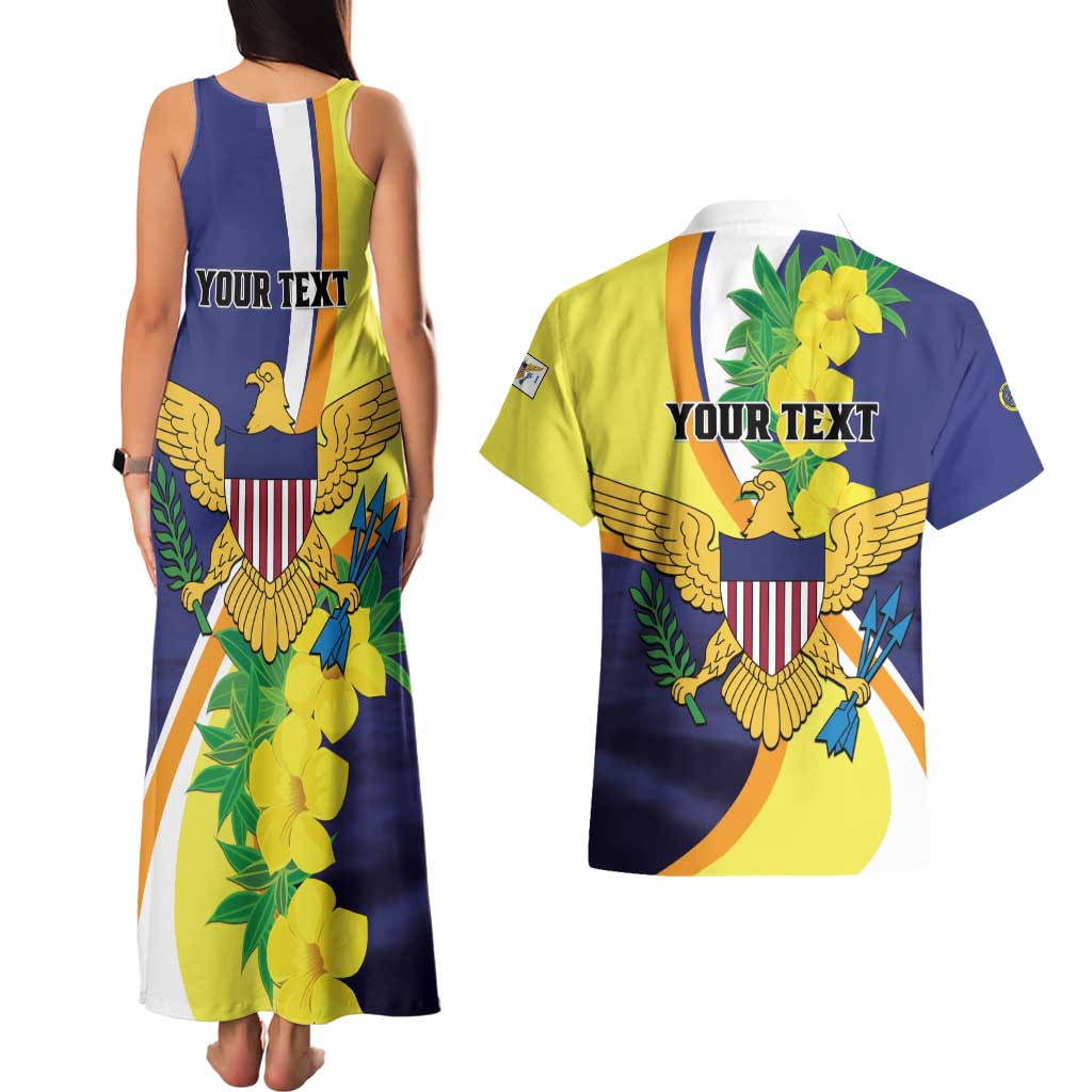 Personalized United States Virgin Islands Couples Matching Tank Maxi Dress and Hawaiian Shirt United in Pride and Hope