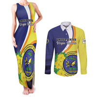 Personalized United States Virgin Islands Couples Matching Tank Maxi Dress and Long Sleeve Button Shirt United in Pride and Hope
