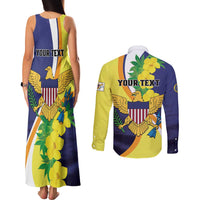 Personalized United States Virgin Islands Couples Matching Tank Maxi Dress and Long Sleeve Button Shirt United in Pride and Hope