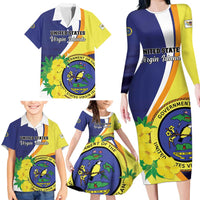 Personalized United States Virgin Islands Family Matching Long Sleeve Bodycon Dress and Hawaiian Shirt United in Pride and Hope
