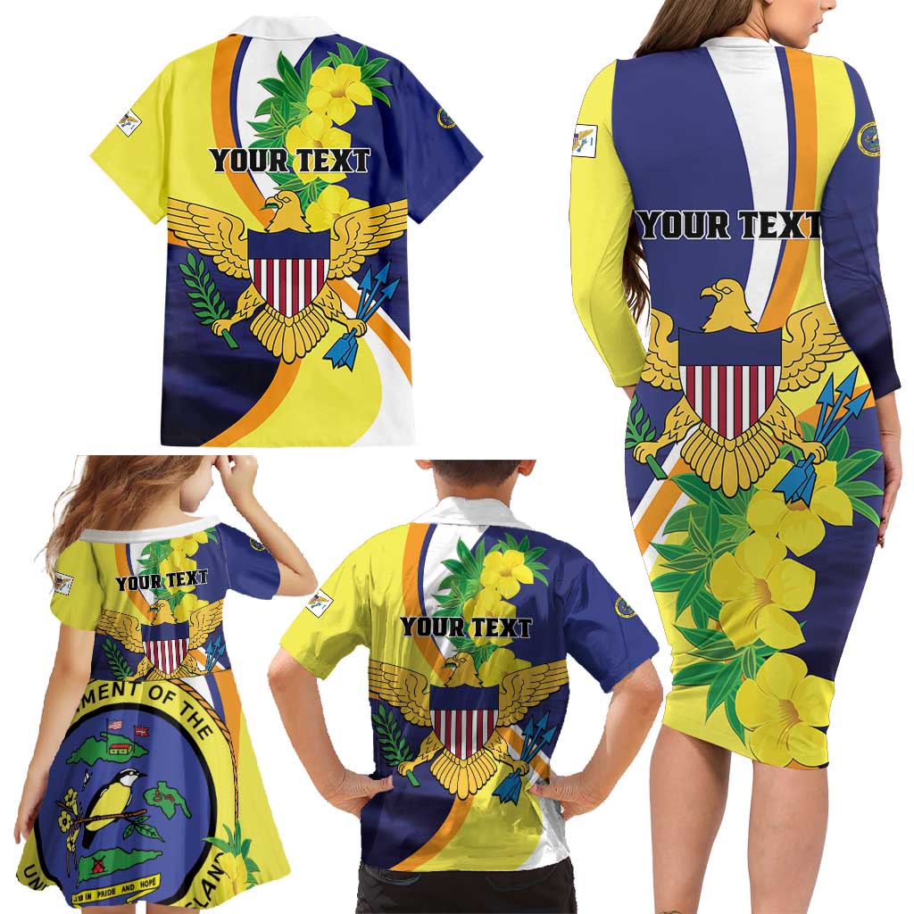 Personalized United States Virgin Islands Family Matching Long Sleeve Bodycon Dress and Hawaiian Shirt United in Pride and Hope