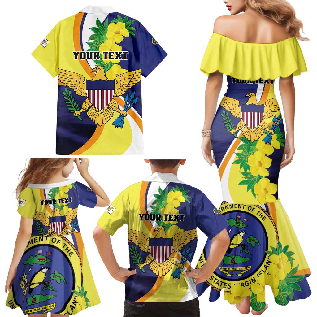 Personalized United States Virgin Islands Family Matching Mermaid Dress and Hawaiian Shirt United in Pride and Hope