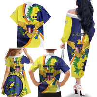 Personalized United States Virgin Islands Family Matching Off The Shoulder Long Sleeve Dress and Hawaiian Shirt United in Pride and Hope