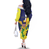 Personalized United States Virgin Islands Family Matching Off The Shoulder Long Sleeve Dress and Hawaiian Shirt United in Pride and Hope