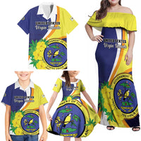 Personalized United States Virgin Islands Family Matching Off Shoulder Maxi Dress and Hawaiian Shirt United in Pride and Hope