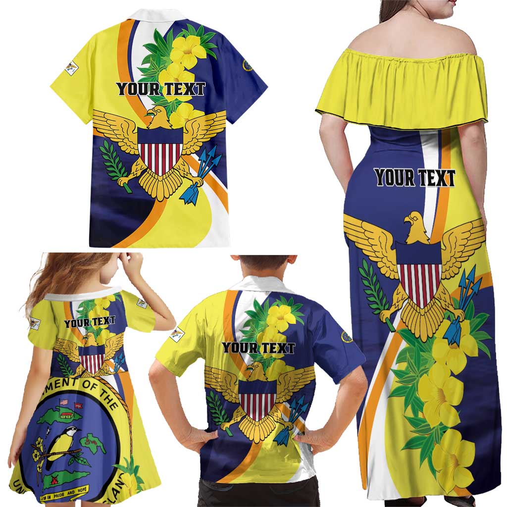 Personalized United States Virgin Islands Family Matching Off Shoulder Maxi Dress and Hawaiian Shirt United in Pride and Hope